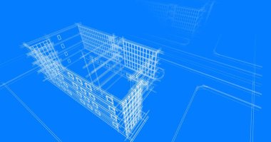 Binanın mimari 3d çizim çizim ev