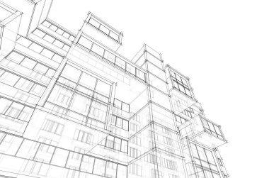 şehir mimarisi ve binalar 3D çizimi 