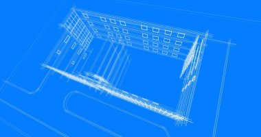 Binanın mimari 3d çizim çizim ev