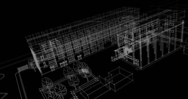 mimari çizimleri 3B illüstrasyon - illüstrasyon