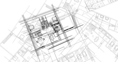 mimari çizimleri 3B illüstrasyon - illüstrasyon