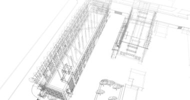 mimari çizimleri 3B illüstrasyon - illüstrasyon