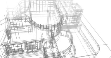 Arkaplanda mimari bina 3d illüstrasyon,