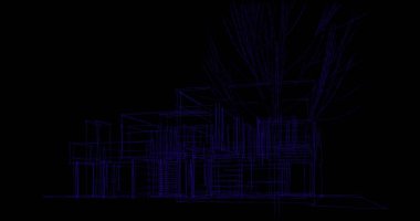 Binanın mimari 3d çizim çizim ev