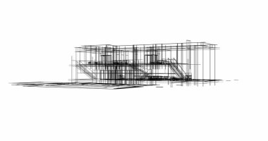 Ev kavramı kroki 3d çizim