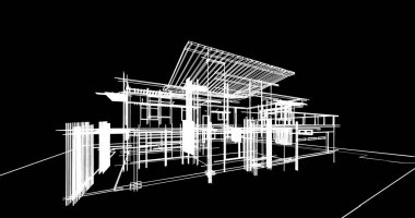 Ev kavramı kroki 3d çizim