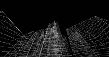 şehir mimarisi ve binalar 3D çizimi 