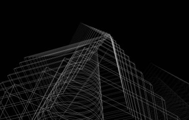 Binanın mimari 3d çizim çizim ev