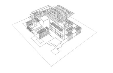 mimari çizimleri 3B illüstrasyon - illüstrasyon