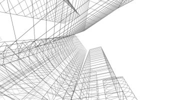 şehir mimarisi ve binalar 3D çizimi 