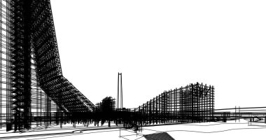 Binanın mimari 3d çizim çizim ev