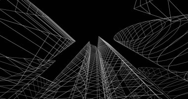 şehir mimarisi ve binalar 3D çizimi 