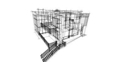 Ev kavramı kroki 3d çizim