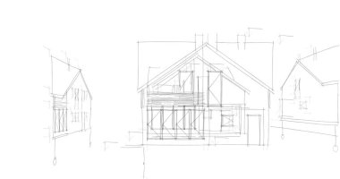 mimari çizimleri 3B illüstrasyon - illüstrasyon