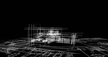 mimari çizimleri 3B illüstrasyon - illüstrasyon