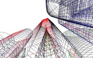 mimari çizimleri 3B illüstrasyon - illüstrasyon