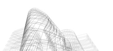 Binanın mimari 3d çizim çizim ev