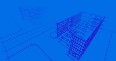 Binanın mimari 3d çizim çizim ev