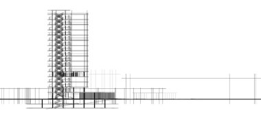mimari çizimleri 3B illüstrasyon - illüstrasyon