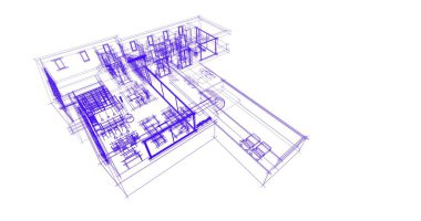 Ev kavramı kroki 3d çizim