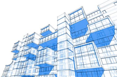 mimari çizimleri 3B illüstrasyon - illüstrasyon