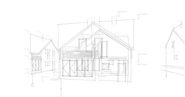 mimari çizimleri 3B illüstrasyon - illüstrasyon