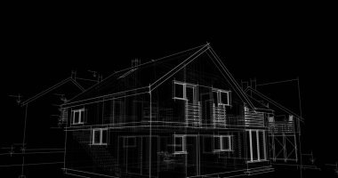 mimari çizimleri 3B illüstrasyon - illüstrasyon