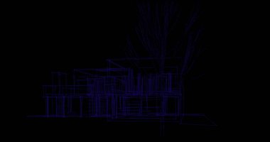 Binanın mimari 3d çizim çizim ev