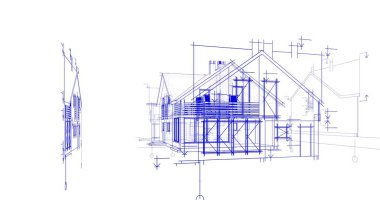 mimari çizimleri 3B illüstrasyon - illüstrasyon