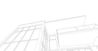 Arkaplanda mimari bina 3d illüstrasyon,