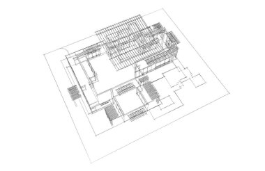 mimari çizimleri 3B illüstrasyon - illüstrasyon