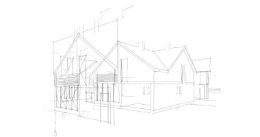 mimari çizimleri 3B illüstrasyon - illüstrasyon