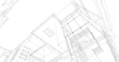 Arkaplanda mimari bina 3d illüstrasyon,