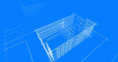 Binanın mimari 3d çizim çizim ev