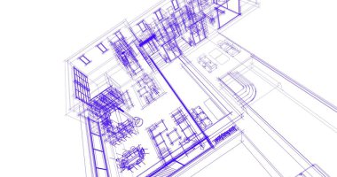 Ev kavramı kroki 3d çizim