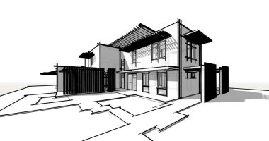 Ev kavramı kroki 3d çizim