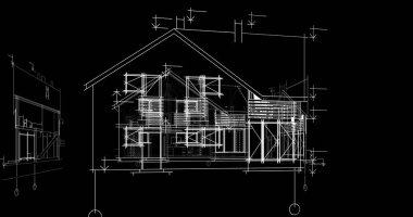 Binanın mimari 3d çizim çizim ev