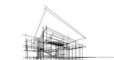 Ev kavramı kroki 3d çizim