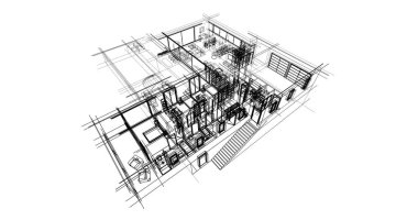 Ev kavramı kroki 3d çizim