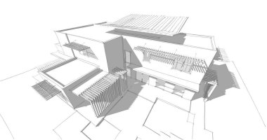 Ev kavramı kroki 3d çizim