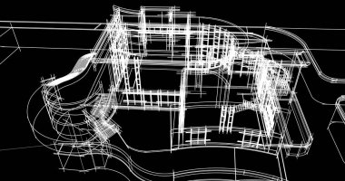 Arkaplanda mimari bina 3d illüstrasyon,