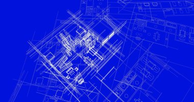 Binanın mimari 3d çizim çizim ev