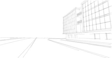 Binanın mimari 3d çizim çizim ev