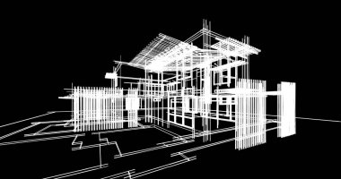 Ev kavramı kroki 3d çizim
