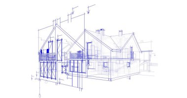 mimari çizimleri 3B illüstrasyon - illüstrasyon