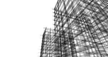 mimari çizimleri 3B illüstrasyon - illüstrasyon