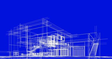 mimari çizimleri 3B illüstrasyon - illüstrasyon