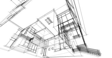 Ev kavramı kroki 3d çizim