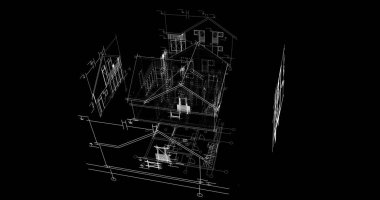 mimari çizimleri 3B illüstrasyon - illüstrasyon