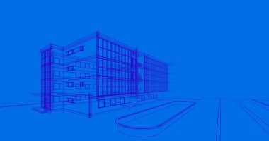 Binanın mimari 3d çizim çizim ev